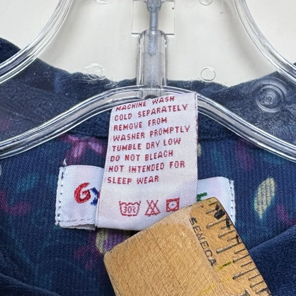 Vintage 1996 Gymboree Floral Holiday Plaid Blue Velvet Corduroy XS 9-18 Months